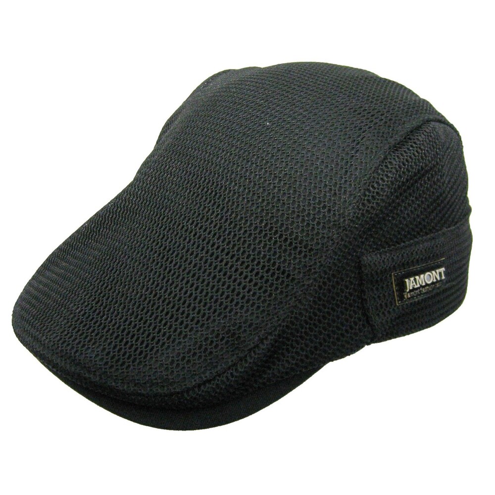 Jamont Solid Black Newsboy Cap Cabbie Hat Adult Adjustable 100% Polyester